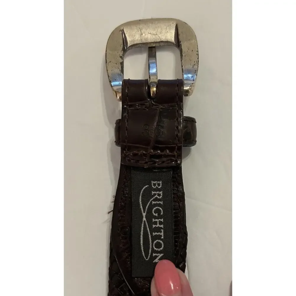 Brighton Genuine Leather Brown Braided‎ Women's Belt w Silver Buckle Size 36